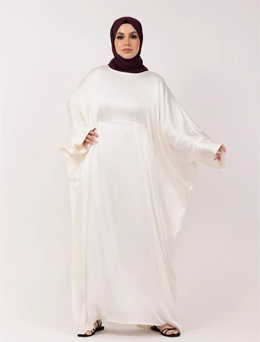Cream Chiffon Satin Batwing 
